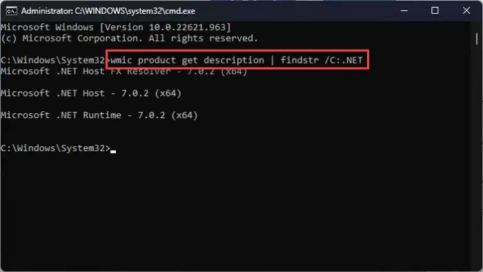 Confirm installed NET version