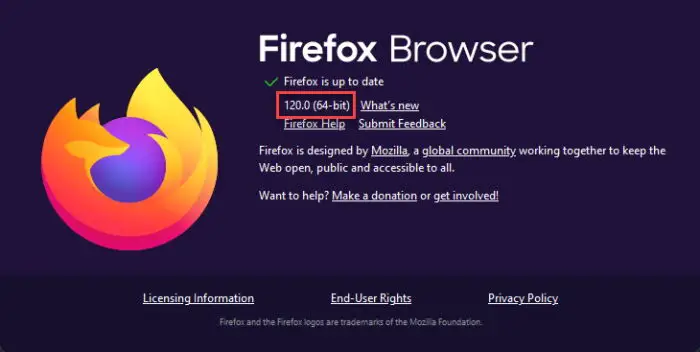 Firefox updated to version 120